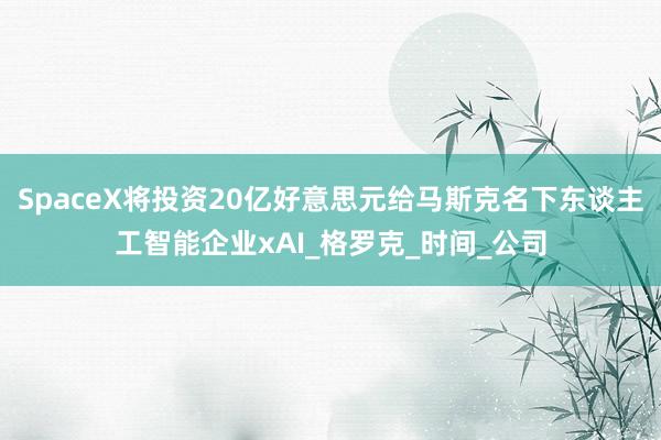 SpaceX将投资20亿好意思元给马斯克名下东谈主工智能企业xAI_格罗克_时间_公司