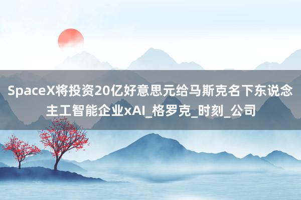 SpaceX将投资20亿好意思元给马斯克名下东说念主工智能企业xAI_格罗克_时刻_公司