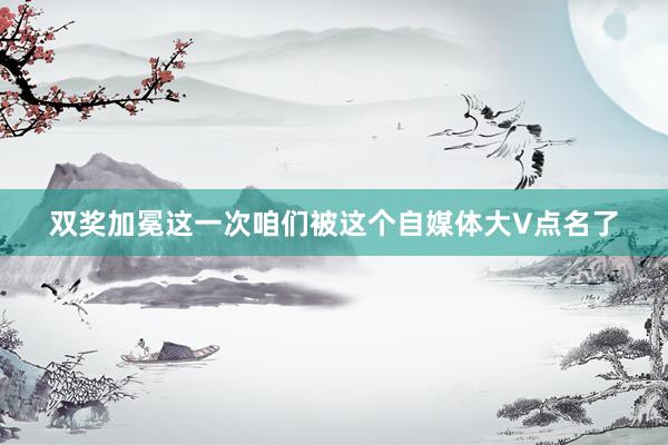 双奖加冕这一次咱们被这个自媒体大V点名了