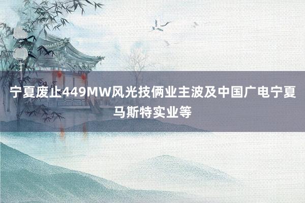 宁夏废止449MW风光技俩业主波及中国广电宁夏马斯特实业等