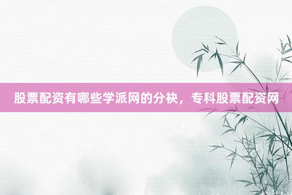股票配资有哪些学派网的分袂，专科股票配资网