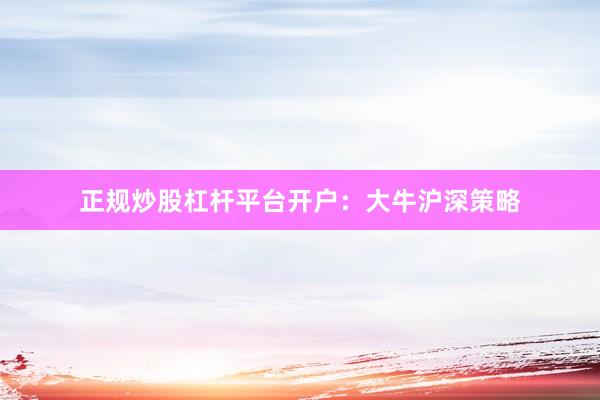 正规炒股杠杆平台开户：大牛沪深策略