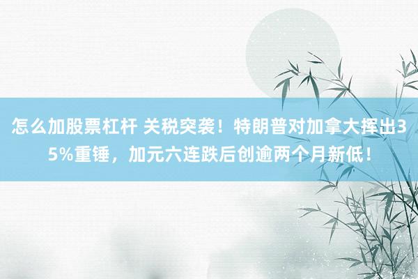 怎么加股票杠杆 关税突袭！特朗普对加拿大挥出35%重锤，加元六连跌后创逾两个月新低！
