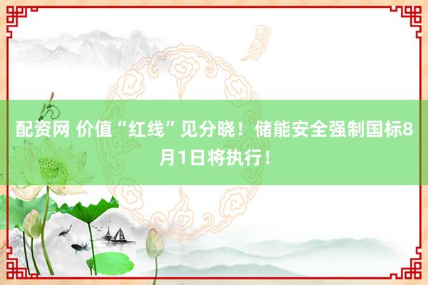 配资网 价值“红线”见分晓！储能安全强制国标8月1日将执行！
