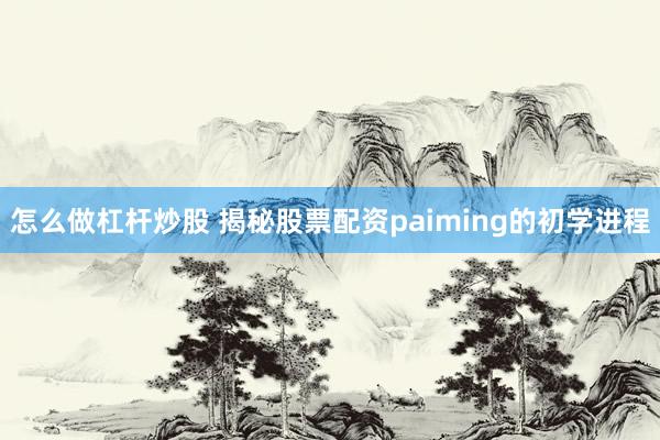 怎么做杠杆炒股 揭秘股票配资paiming的初学进程