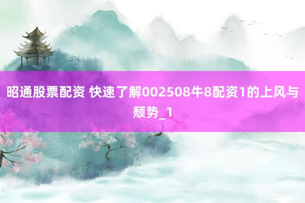 昭通股票配资 快速了解002508牛8配资1的上风与颓势_1