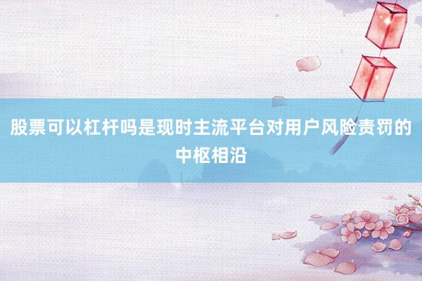 股票可以杠杆吗是现时主流平台对用户风险责罚的中枢相沿