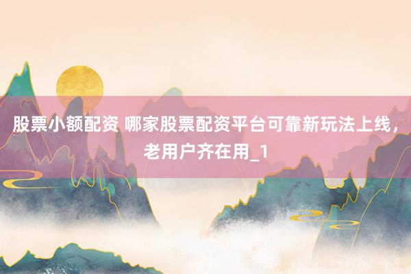 股票小额配资 哪家股票配资平台可靠新玩法上线，老用户齐在用_1
