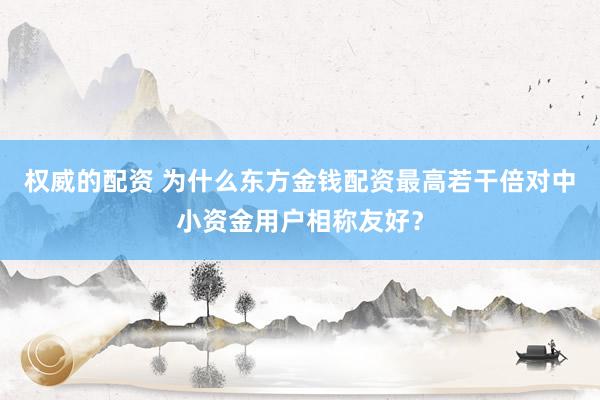 权威的配资 为什么东方金钱配资最高若干倍对中小资金用户相称友好?