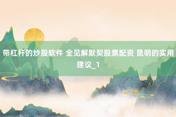 带杠杆的炒股软件 全见解默契股票配资 昆明的实用建议_1