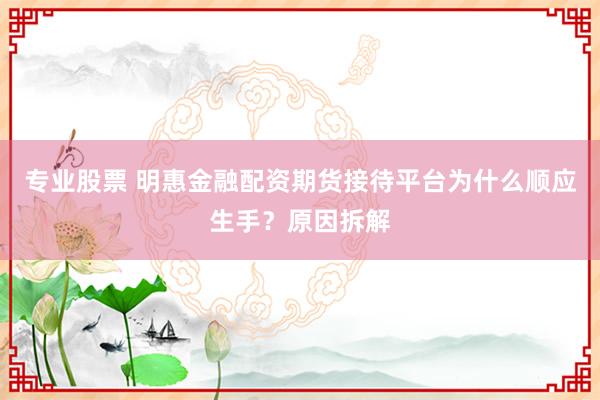 专业股票 明惠金融配资期货接待平台为什么顺应生手？原因拆解