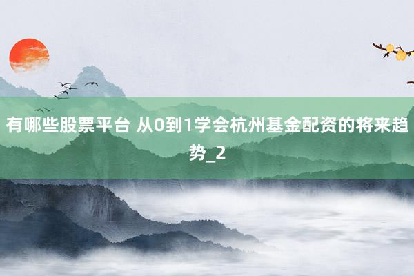 有哪些股票平台 从0到1学会杭州基金配资的将来趋势_2